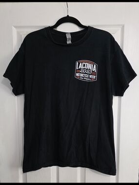 Laconia 2023 Motorcycle Week Black Graphic Tee